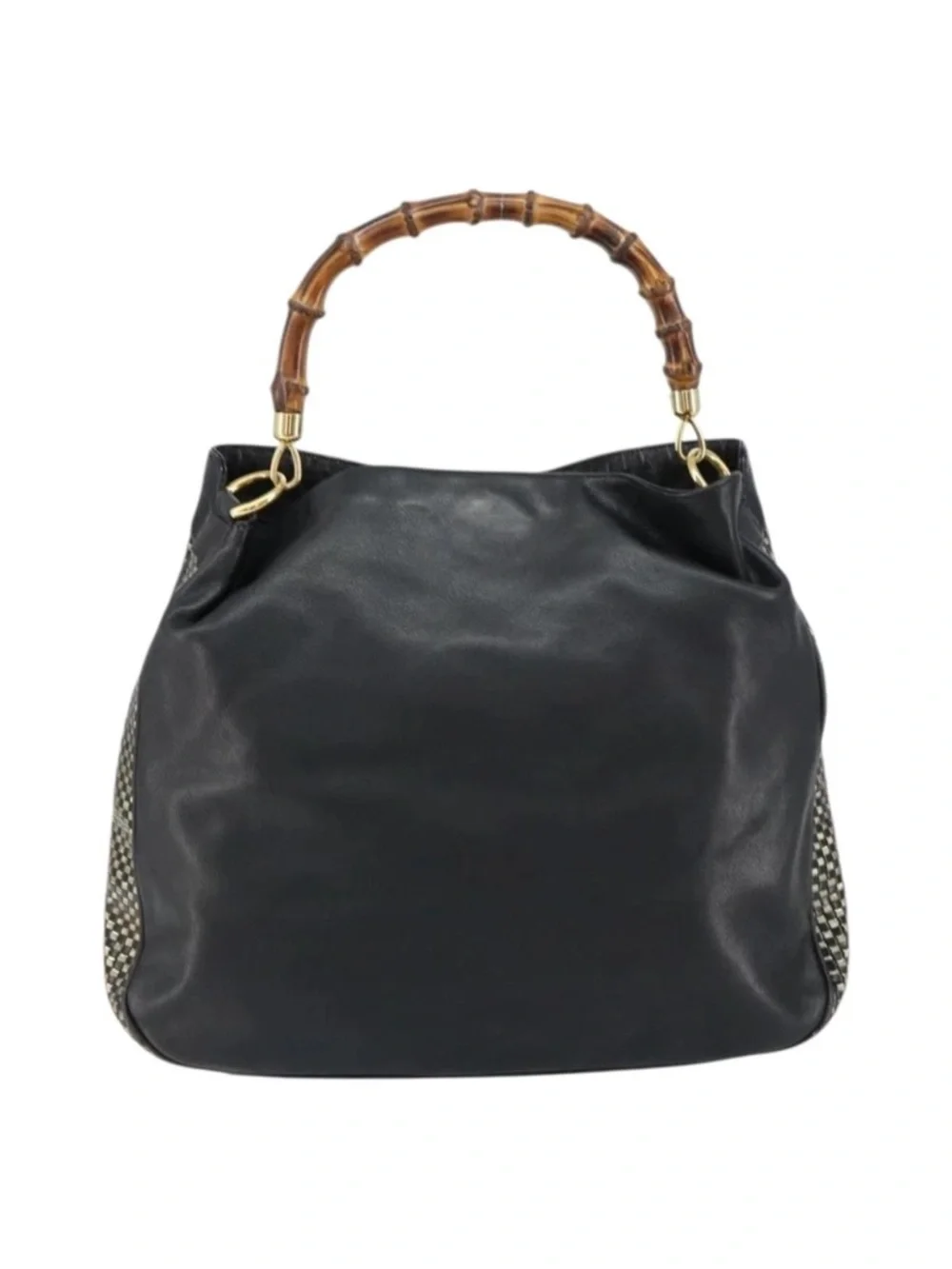 Gucci Bamboo Woven Leather Shoulder Bag - Rare - Picture 2 of 16
